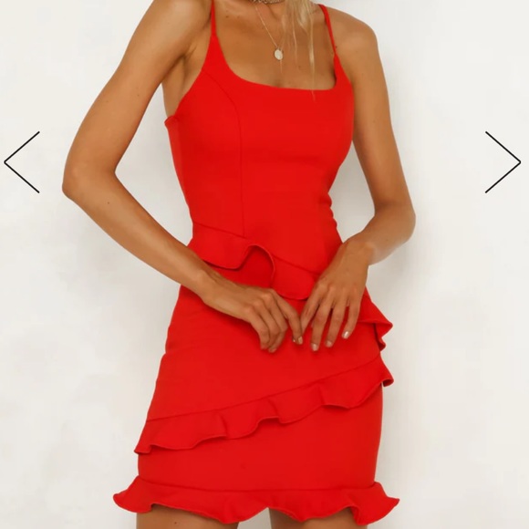 Hello Molly THROUGH THE DARK DRESS RED Ruffle Red Mini Dress - Picture 2 of 7